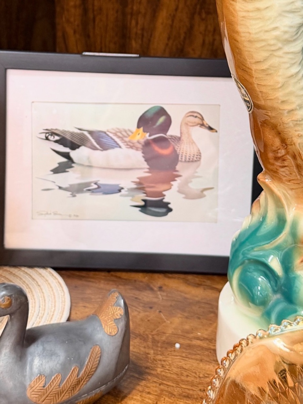 Source Unknown Duck Print Wall Art - green, blue, brown, black